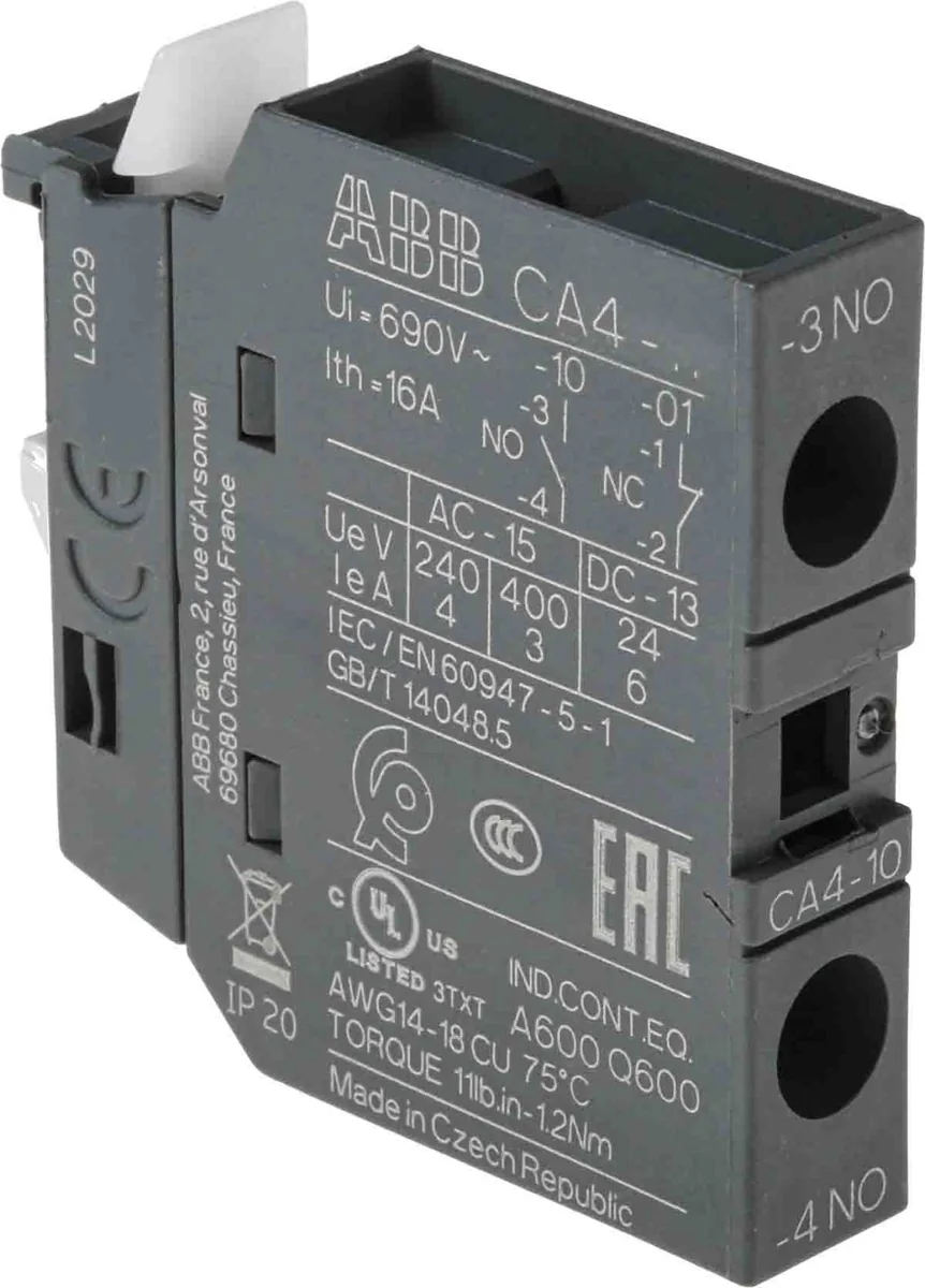 ABB Block Contacto Auxiliar NA CA4-10 Marca:abb CA4-10