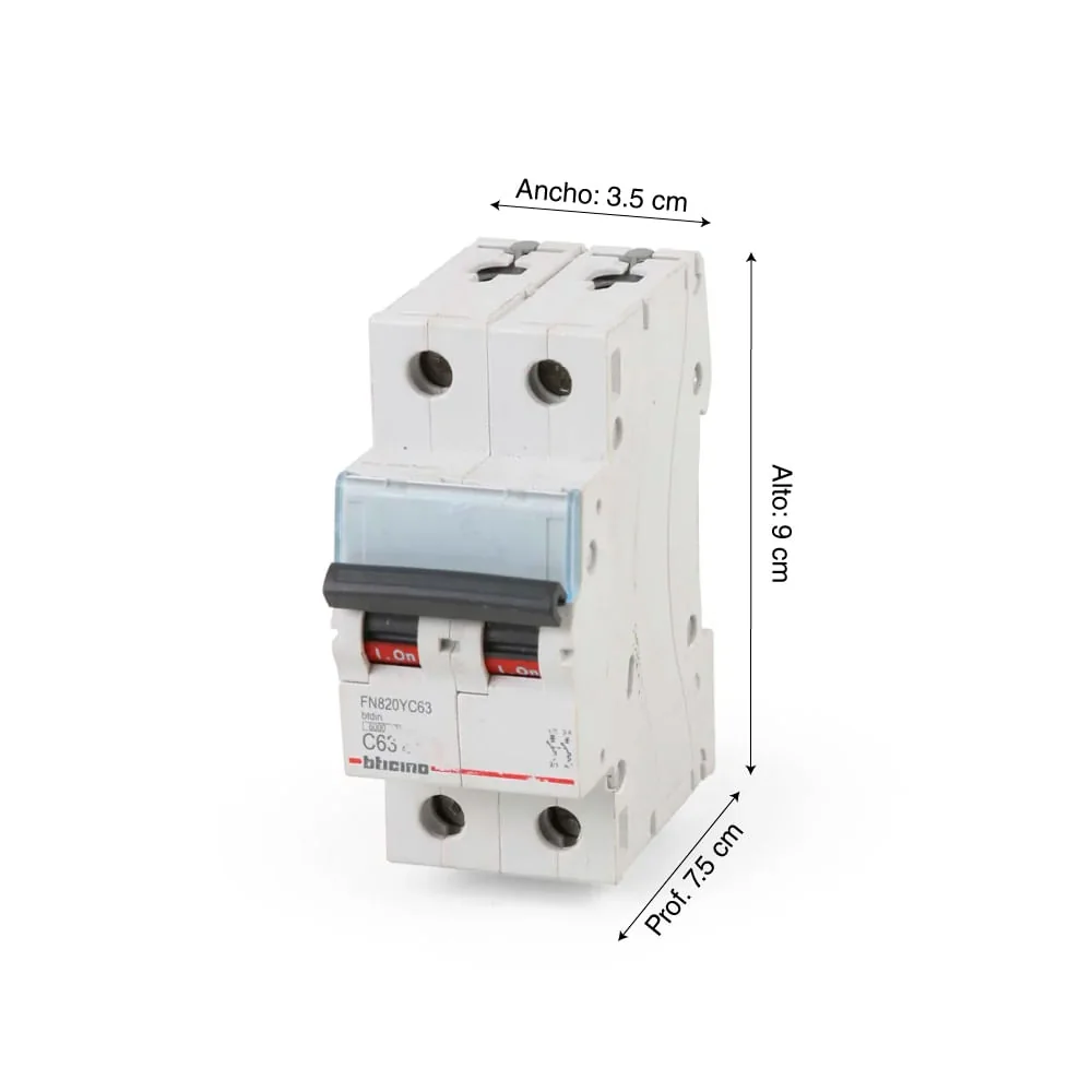 BTICINO Interruptor Termomagnetico 2X63A 10KA FN820YC63 - Bticino BTICINO Interruptor Termomagnetico 2X63A 10KA FN820YC63 - Bticino FN820YC63