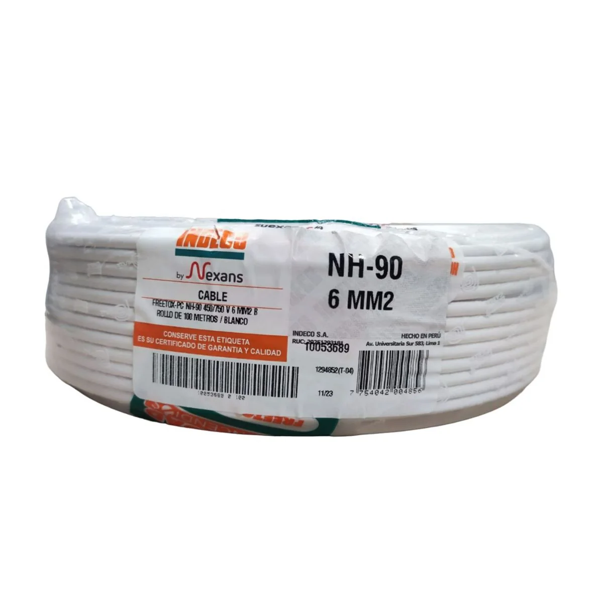 INDECO Cable NH-90 6.00 MM² 0.75 Kv Blanco - Libre De Halógeno - NH90-6-B - Indeco INDECO Cable NH-90 6.00 MM² 0.75 Kv Blanco - Libre De Halógeno - NH90-6-B - Indeco NH90-6-B
