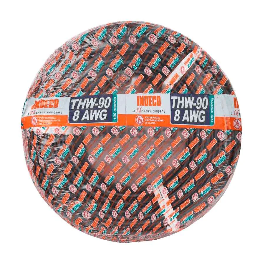 INDECO Cable THW # 8 AWG Negro - THW8-N - Indeco THW8-N