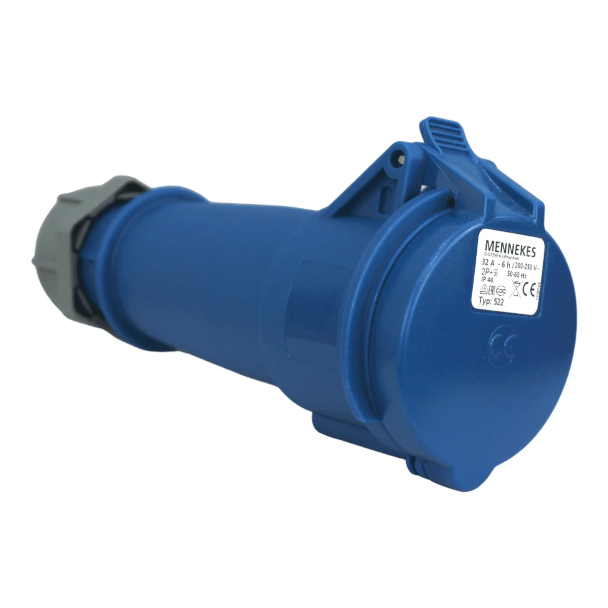 MENNEKES Toma Aereo 32AMP 2P+T 250V Azul 6H IP44- 522 A 3414, Marca:mennekes MENNEKES Toma Aereo 32AMP 2P+T 250V Azul 6H IP44- 522 A 3414, Marca:mennekes 522