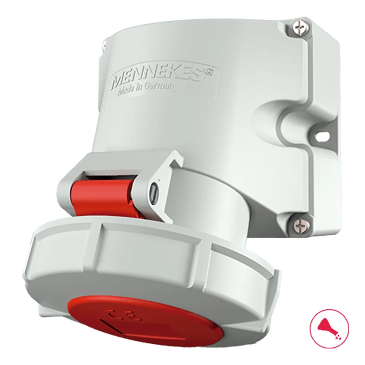 MENNEKES Toma Visible 32 A 2P+T 415 V Rojo 9H IP67 Codigo: 1203 Mennekes 1203