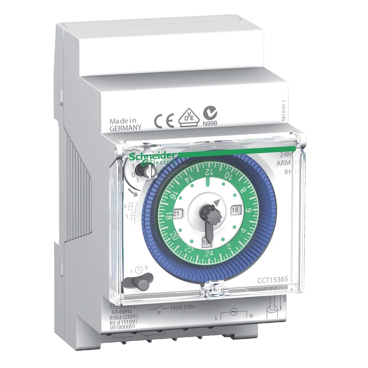 SCHNEIDER Interruptor Horario Analogico 24 Hrs 1C 16 A, Arm 3 Mod CCT15365 Schneider CCT15365