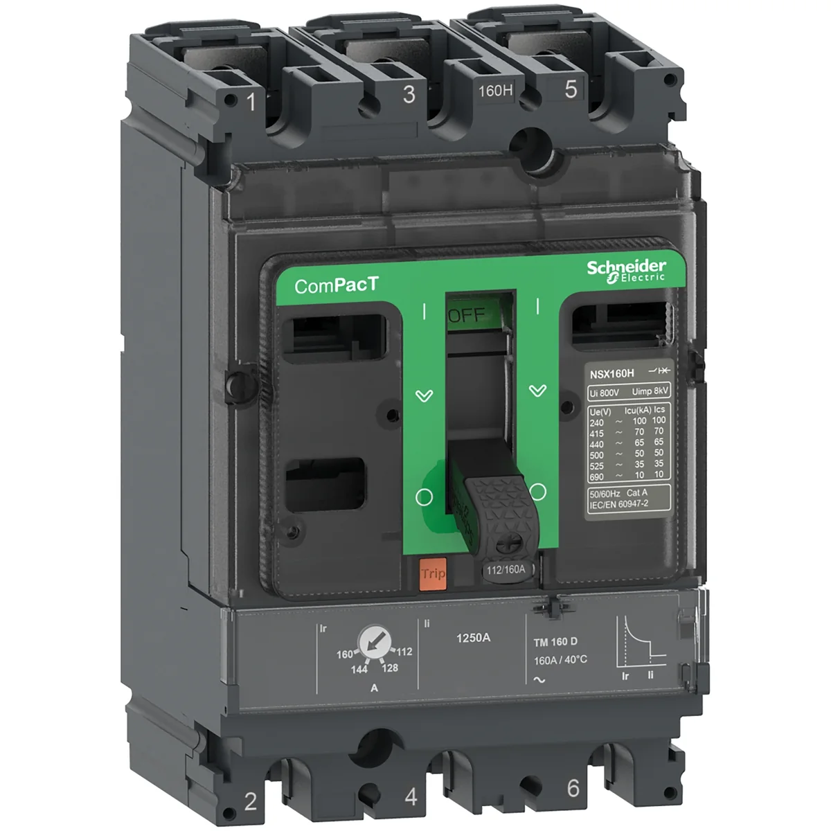 SCHNEIDER Interruptor Aut Caja Mold 3P Regul 35-50A 36KA 440VAC NSX100F C10F3TM050 C10F3TM050
