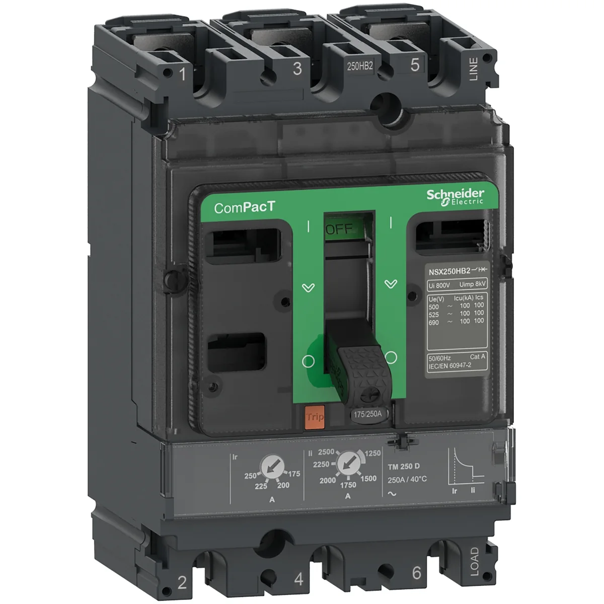 SCHNEIDER Interruptor Automatico Regulable NSX250F 3P 140-200A 35KA C25F3TM200 Schneider C25F3TM200