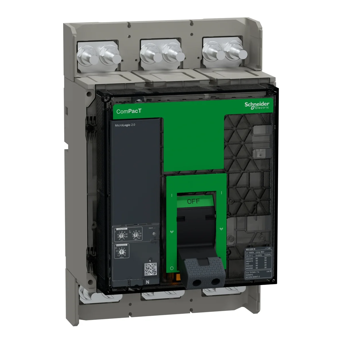SCHNEIDER Interruptor Automatico NS1250N 3P (500-1250A) 50 Ka 440 Vac, Micrologic 2.0, C125N320FM ITM1250A