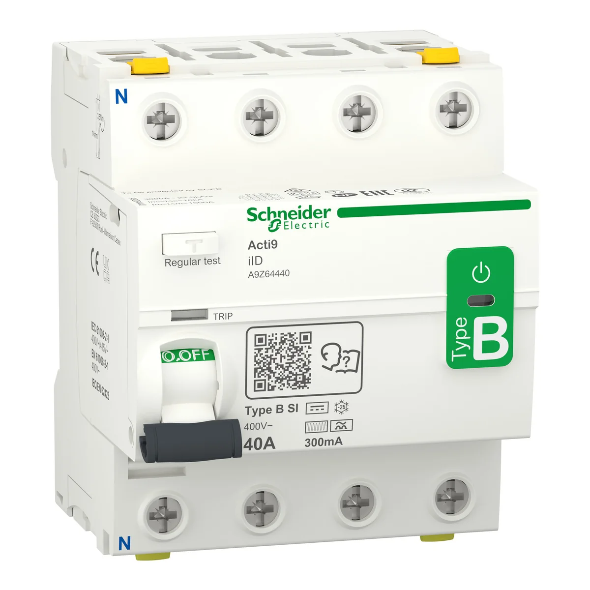 SCHNEIDER Interruptor Diferencial 4X40A 300MA Tipo B A9Z64440 Schneider A9Z64440