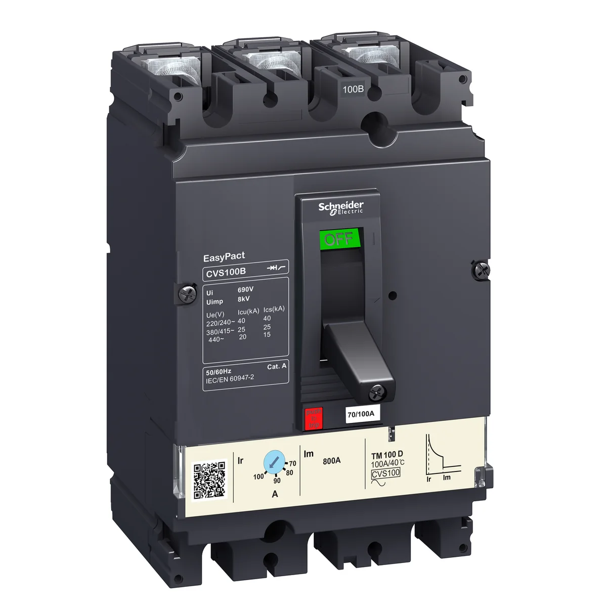 SCHNEIDER Interruptor Aut Caja Mold 3P Regul 44.1-63A 36KA 380/415VAC Easypact CVS100F LV510335 Schneider LV510335