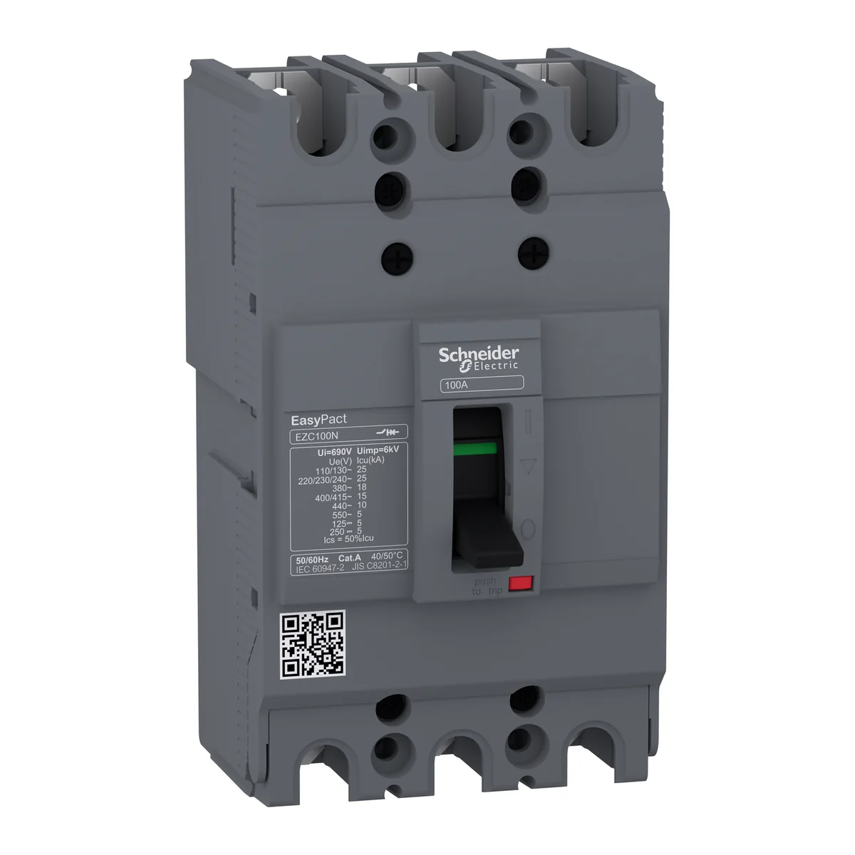 SCHNEIDER Interruptor Termomagnético 3P 100 A Fijo EZC100 N 15KA EZC100N3100 Schneider EZC100N3100