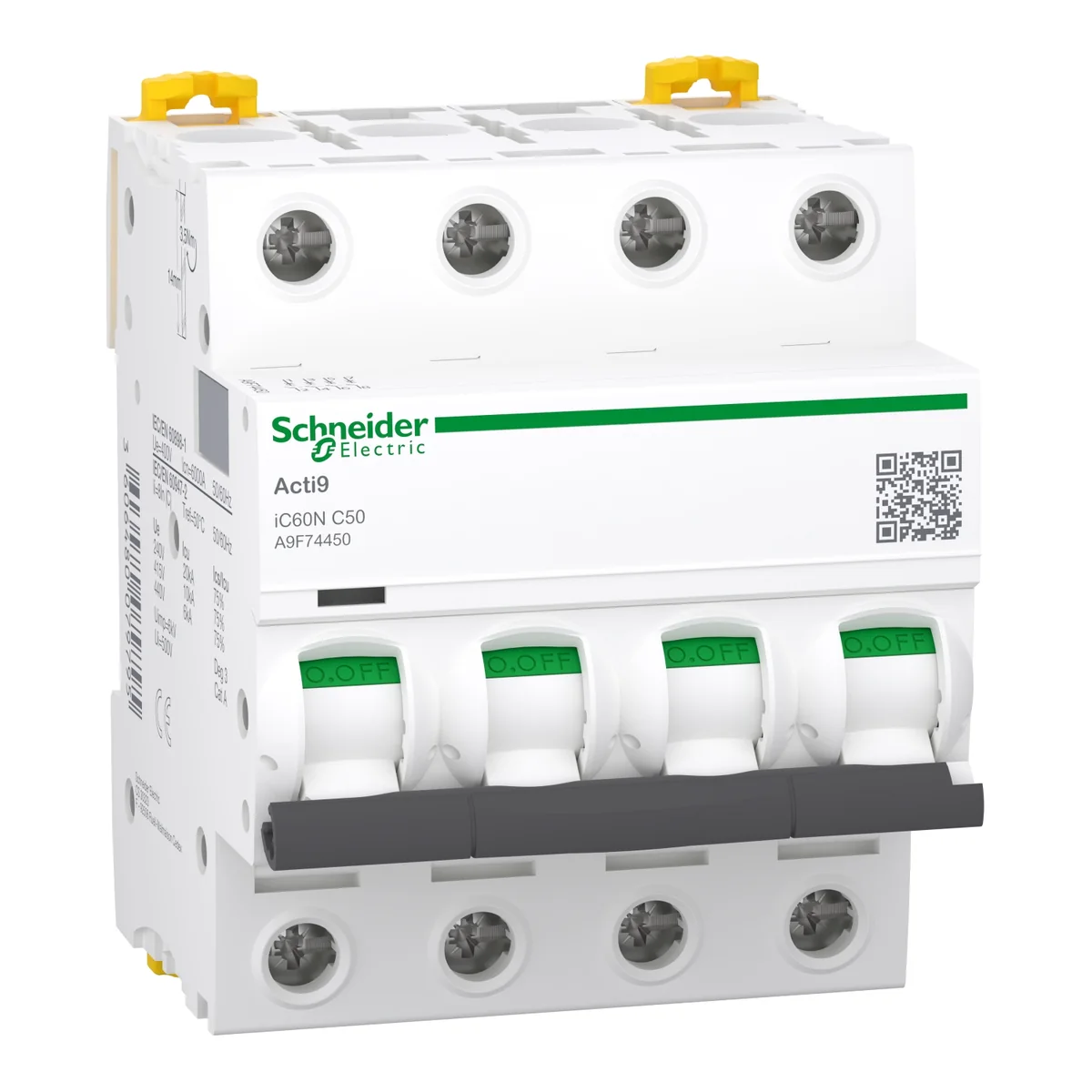 SCHNEIDER Interruptor Aut Termomag P/Riel 4P 50A 230/440VAC 20/6KA IC60N A9F74450 TMP-20260826124017