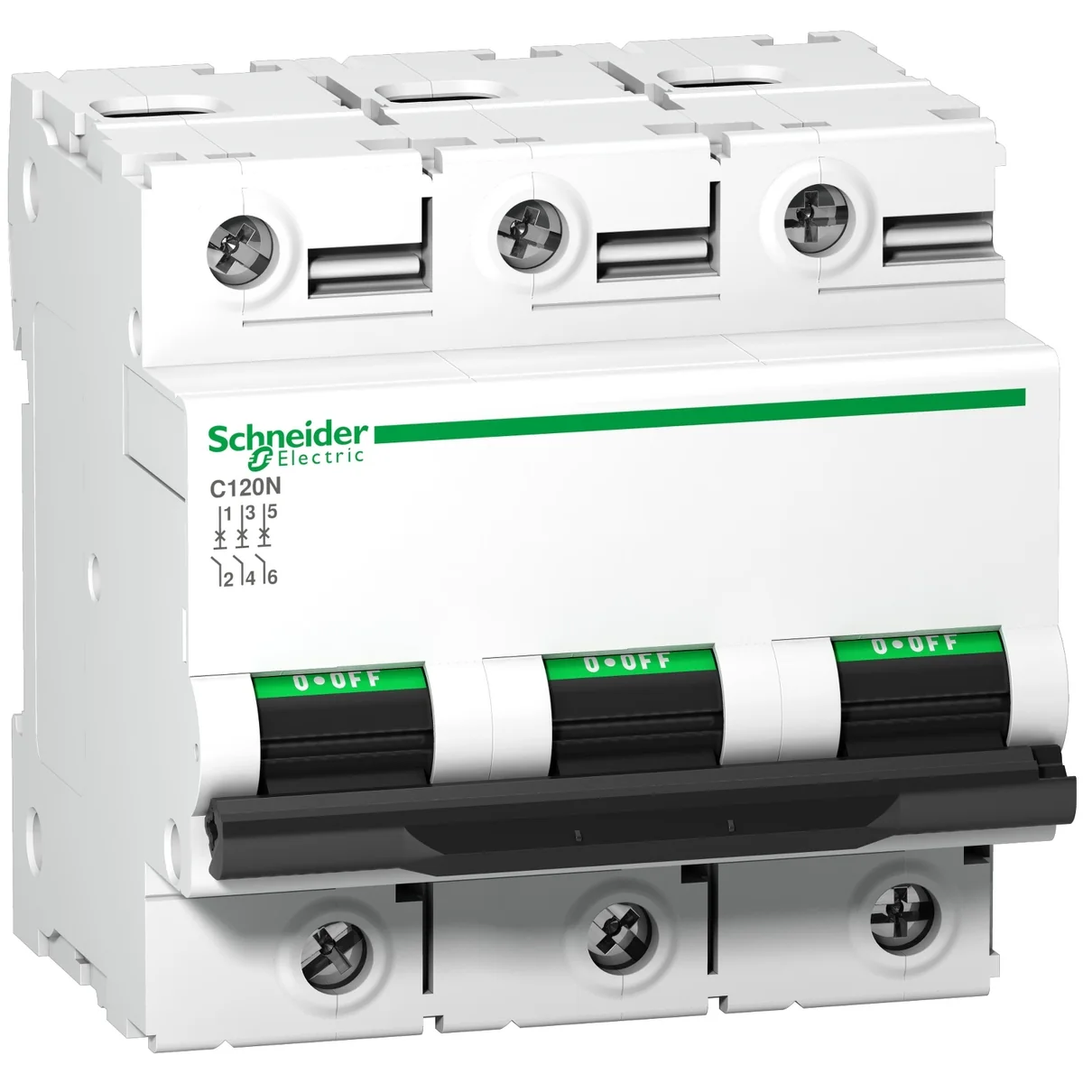 SCHNEIDER Interruptor Termomagnético C120N 3P 100A C 230/440 Vac 20/6 Ka P/Riel A9N18367 Schneider A9N18367