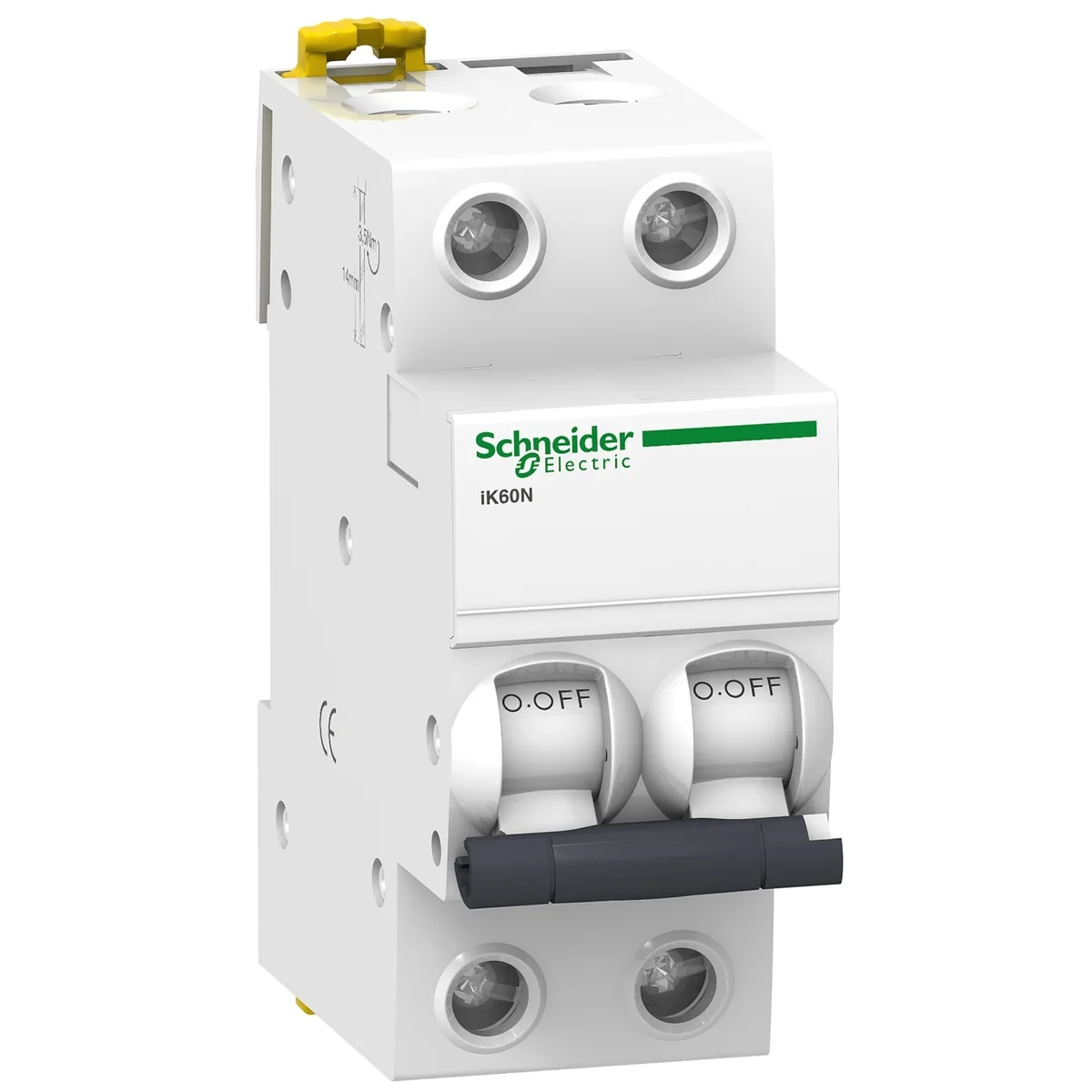 SCHNEIDER Interruptor Automatico Termomagnetico P/Riel 2P 16A 230/400VAC 10/5KA IK60N Curva C A9K24216 Marca: Schneider A9K24216