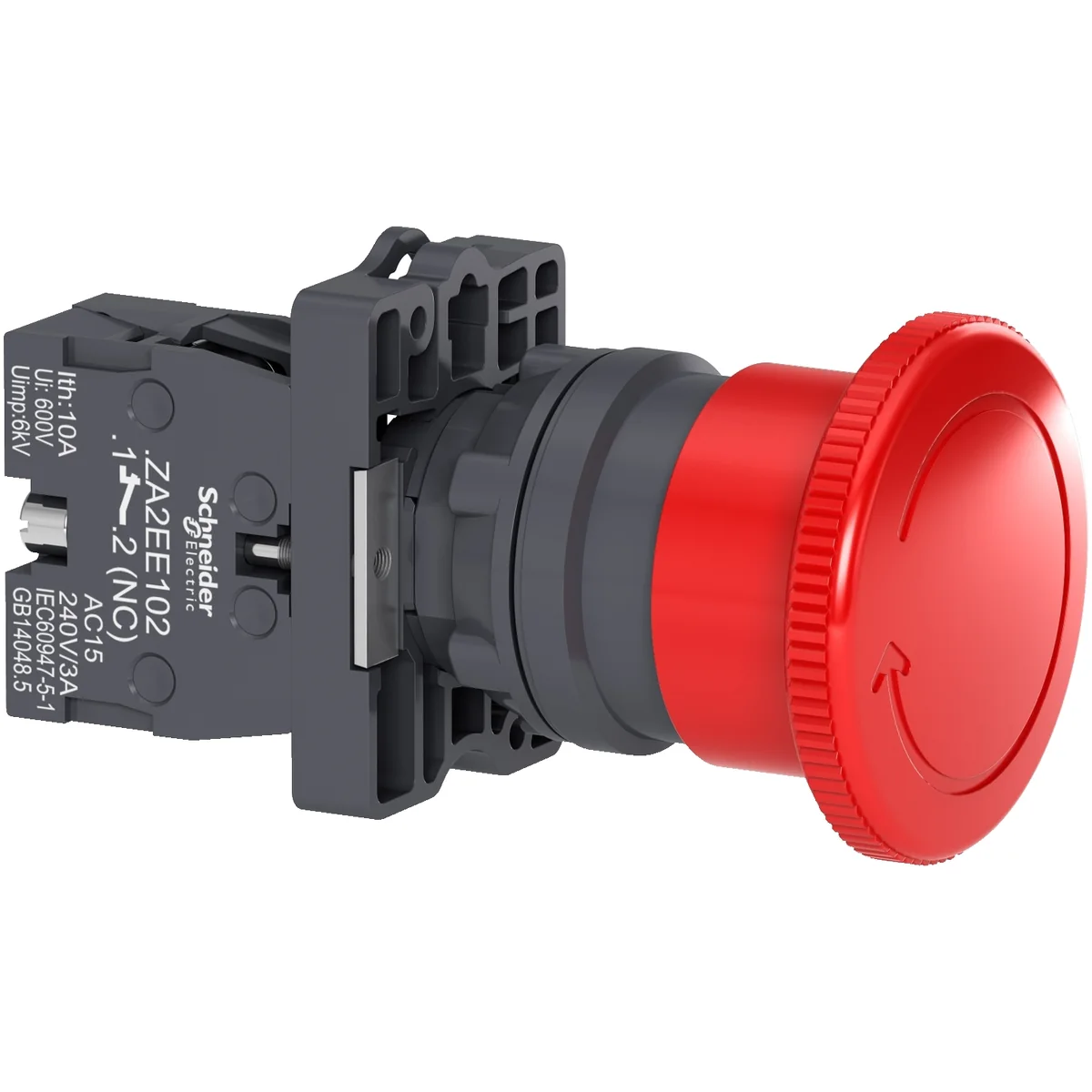 SCHNEIDER Pulsador Parada Emergencia Hongo 40MM Plast Rojo 22MM 1NC Harmony XA2ES542 Schneider XA2ES542
