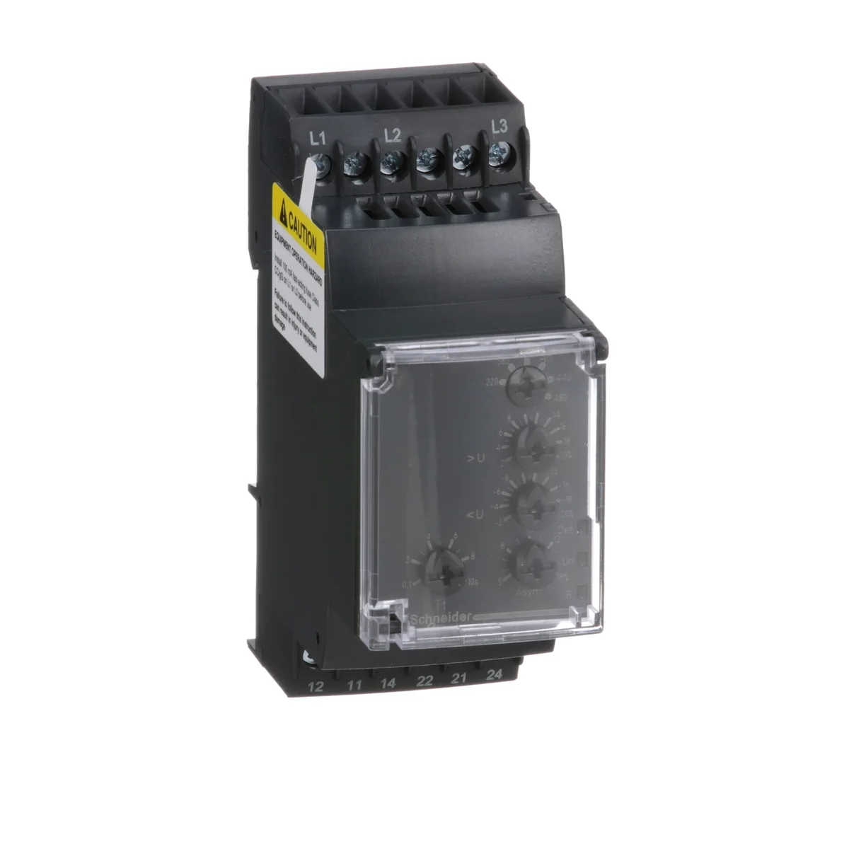 SCHNEIDER Relé Falla Perdida Fase/Secuencia /Desbalance De Fase,minima Y Maxima Tensión, 220-380-480 Vac, 2NA1NC, 5 A, RM35TF30 Schneider RM35TF30