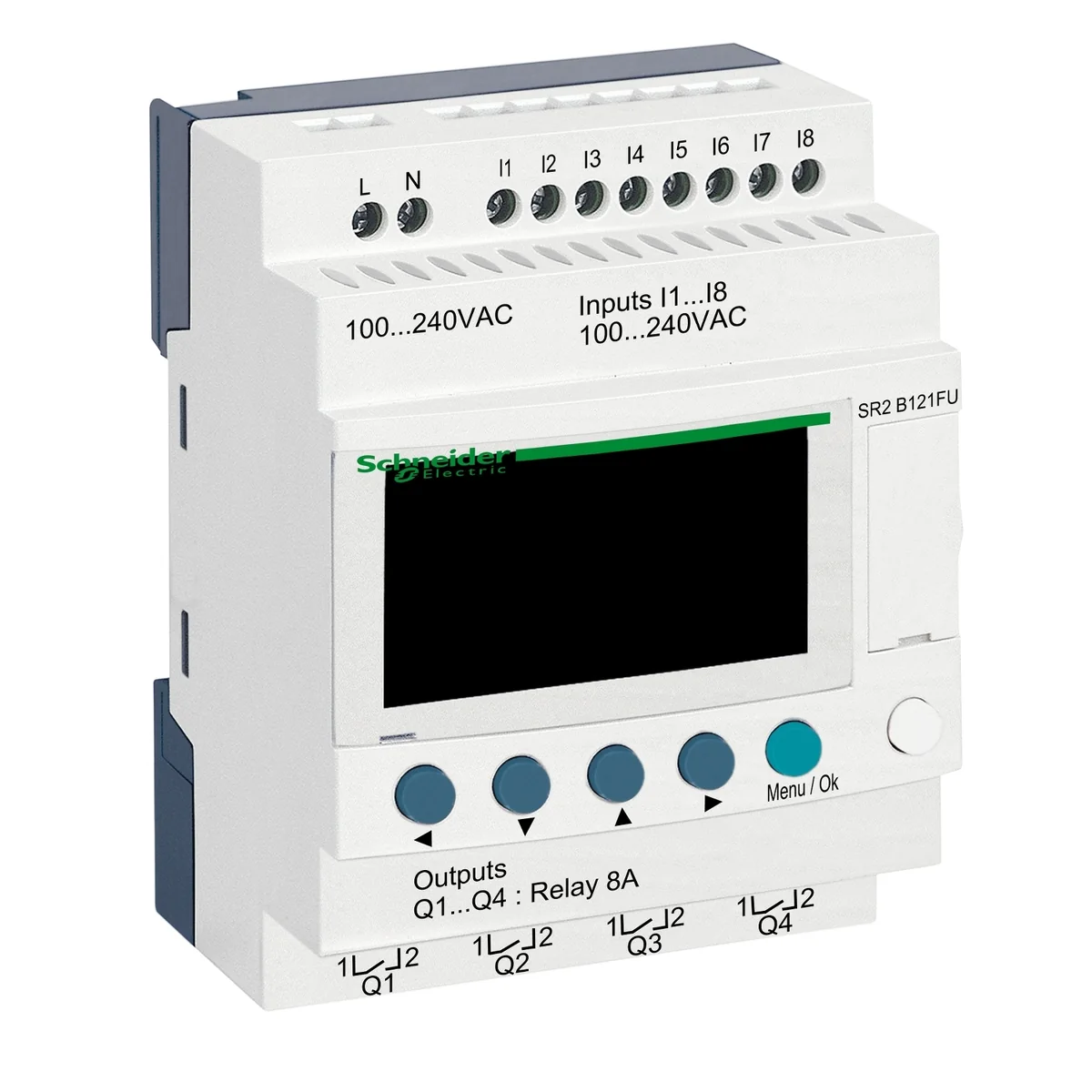 SCHNEIDER Rele Inteligente 8E/4S 100-240VAC C/Reloj Zelio Logic SR2B121FU Schneider SR2B121FU