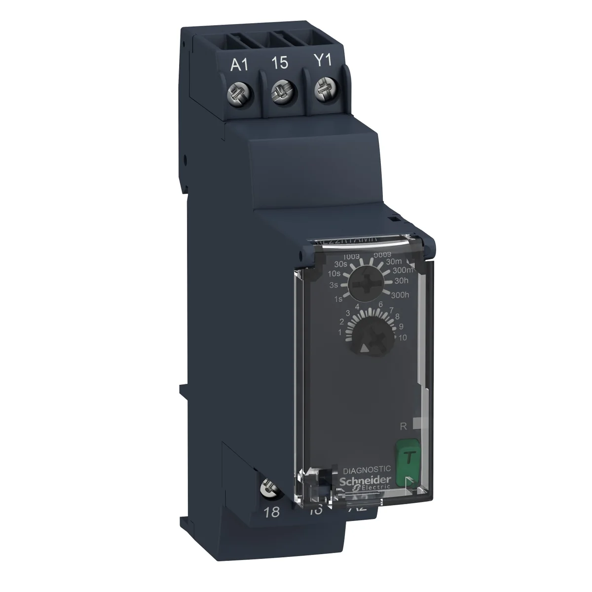 SCHNEIDER Relé Temporizador Electrónico A La Conexion, On-Delay 0.05S-300H 24-240 Vac/Vdc 1NANC Zelio RE22R1AMR Schneider RE22R1AMR