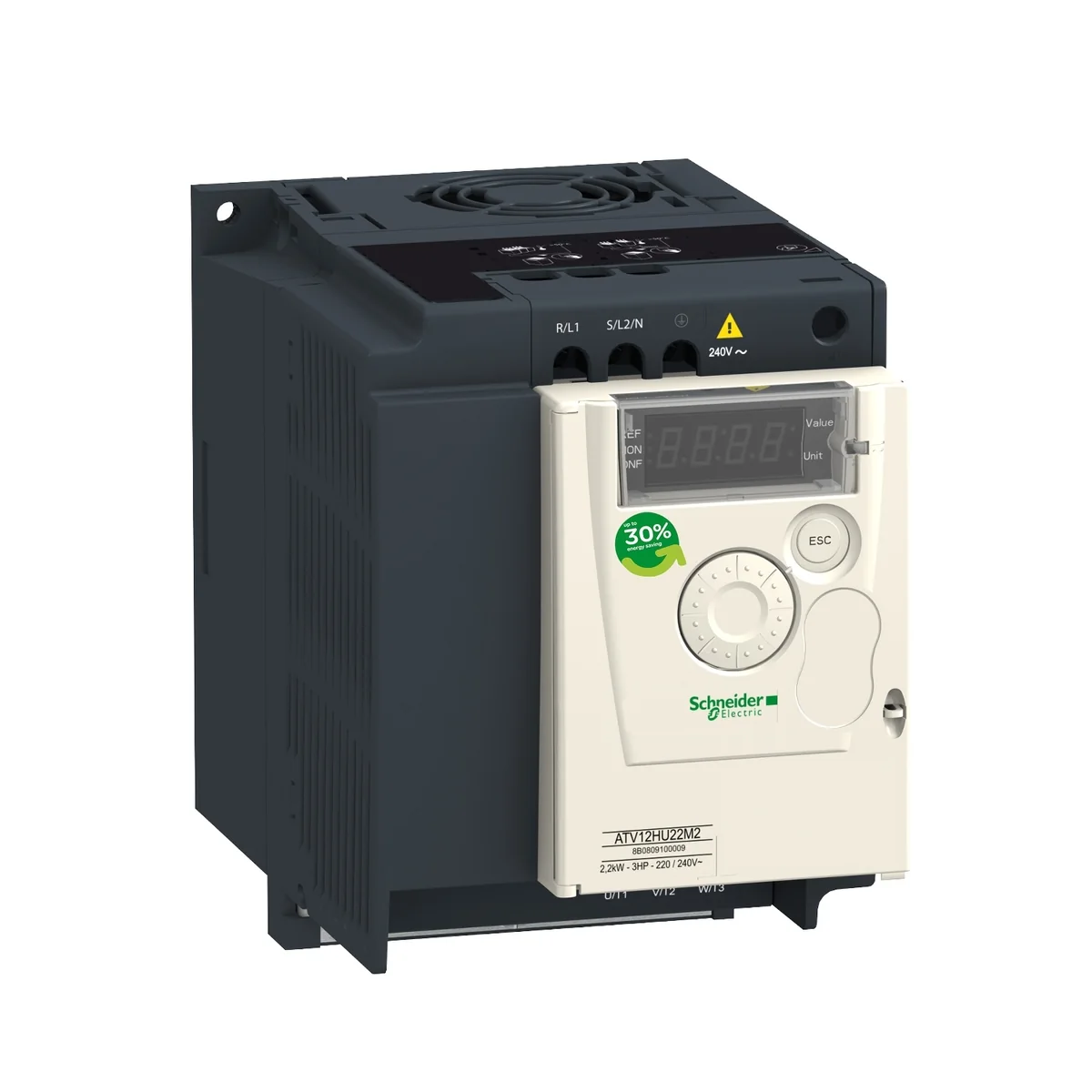 SCHNEIDER Variador Trifasico 2 HP/1,5 KW, 7.5 A, 200-240 V ATV12HU15M3, Schneider ATV12HU15M3