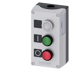 SIEMENS Caja Con 2 Pulsadores, Verde: I , 1 NA, Rojo: 0, 1 NC, Lampara Blanca Transparente 3SU1803-0AB00-2AB1 - Siemens 3SU1803-0AB00-2A