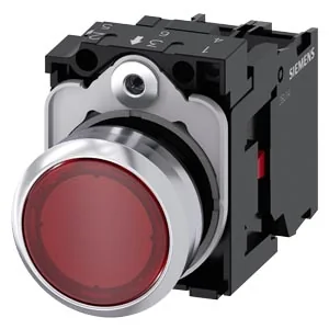 SIEMENS Pulsador Luminoso LED Rojo, 1NC, 24 V Ac/Dc. 3SU1152-0AB20-1CA0 - Siemens 3SU1152-0AB20-1CA0