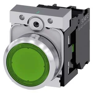 SIEMENS Pulsador Luminoso LED Verde, 1NA, 220 V AC. 3SU11560AB401BA0 - Siemens 3SU11560AB40