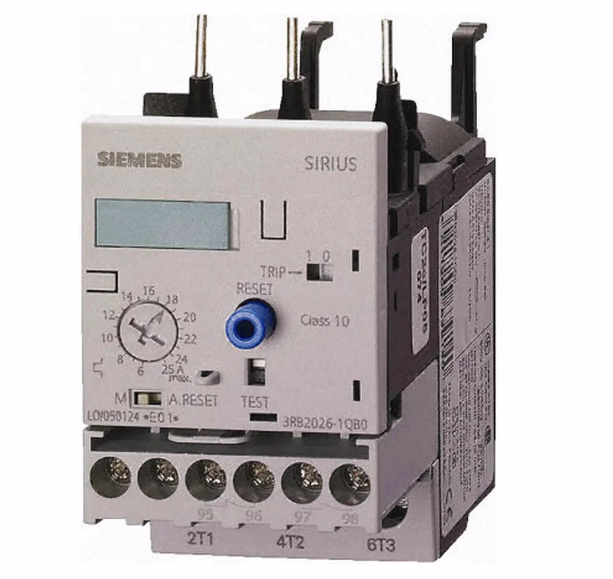 SIEMENS Relé electrónico de sobrecarga Siemens SIRIUS 3RB2026-1SB0, 3–12 A, tamaño S0, clase 10 SIEMENS Relé electrónico de sobrecarga Siemens SIRIUS 3RB2026-1SB0, 3–12 A, tamaño S0, clase 10 3RB2026-1SB0
