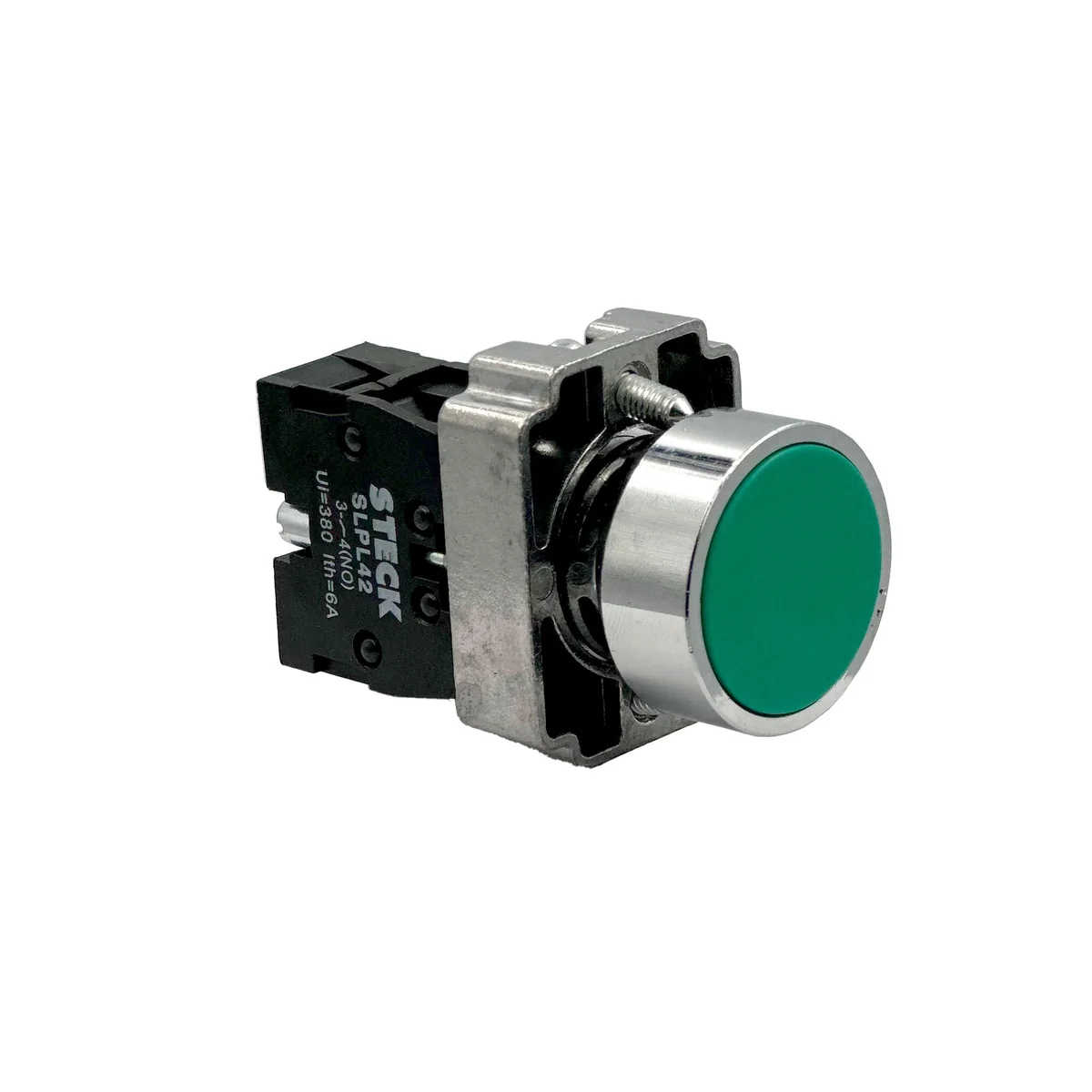 STECK Pulsador Rasante Metalico 22MM S/Lamp 1NA Verde - SLMRN210 Steck SLMRN210