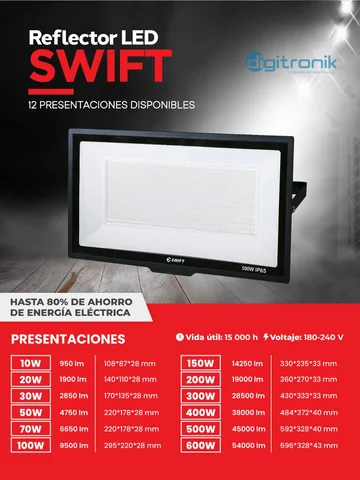 SWIFT Reflector LED 200W 100LM/WATT 6500K AC180-265V IP65 XTG001A RE200SWIFT Swift SWIFT Reflector LED 200W 100LM/WATT 6500K AC180-265V IP65 XTG001A RE200SWIFT Swift RE200SWIFT