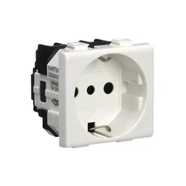 BTICINO Dado Tomacorriente Schuko 2 Modulos Blanco 2P+T 10/16A 250V Matix AM54403 - Bticino AM54403