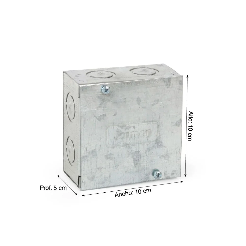 JORMEN Caja De Paso F°g° 100X100X50 MM (4"X4"X2") C/S 1/2"-3/4" De 0.9 MM Liviana Troquelada- Jormen BC000305