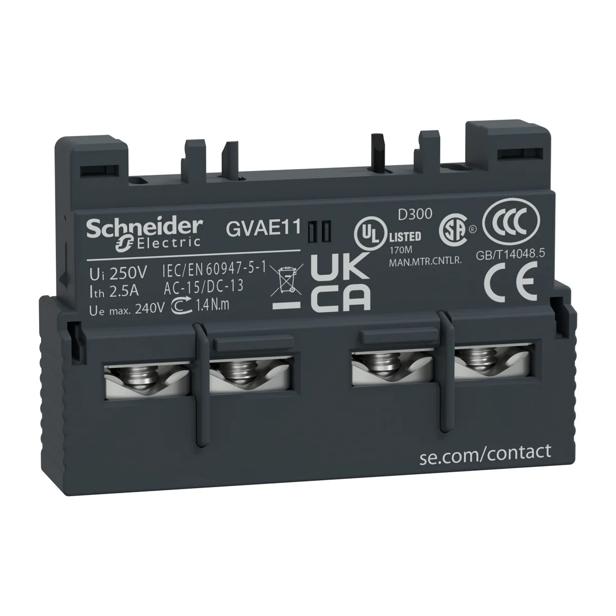 SCHNEIDER Block Contacto 1NA + 1NC Frontal P/Guardamotor GVAE11 Schneider GVAE11