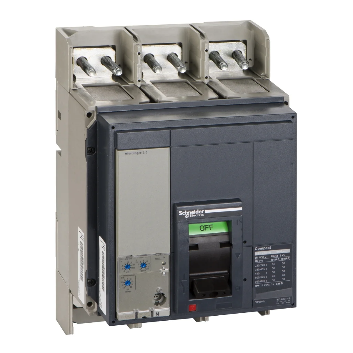 SCHNEIDER Interruptor Termomagnético 3P Reg. 500-1250 A, 85 Ka En 220 Vac, 42 Ka 440 Vac NS1250N 33478 Schneider 33478