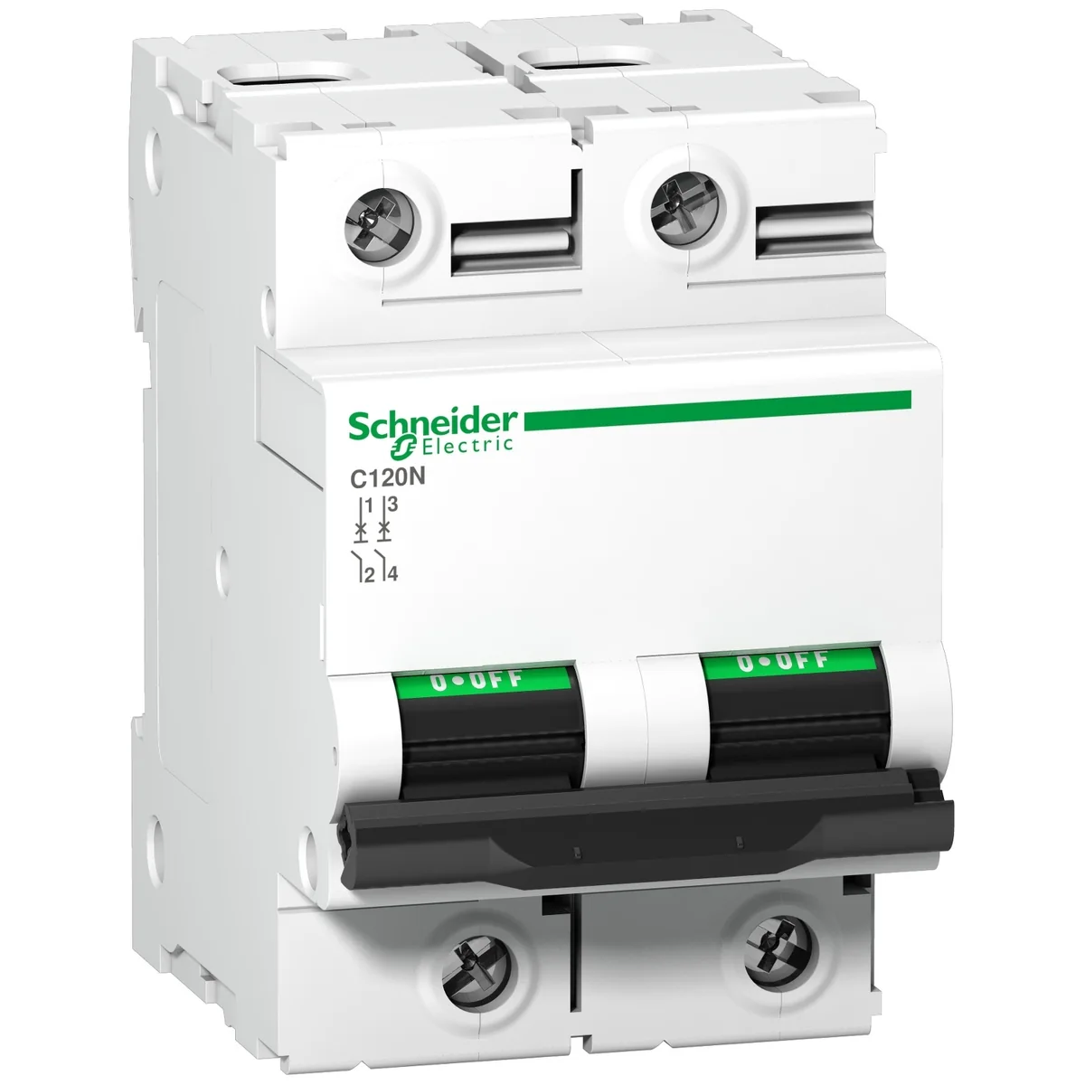 SCHNEIDER Interruptor Termomagnético C120N 2P 80A C 230/440 Vac 20/6 Ka P/Riel A9N18361 Schneider A9N18361