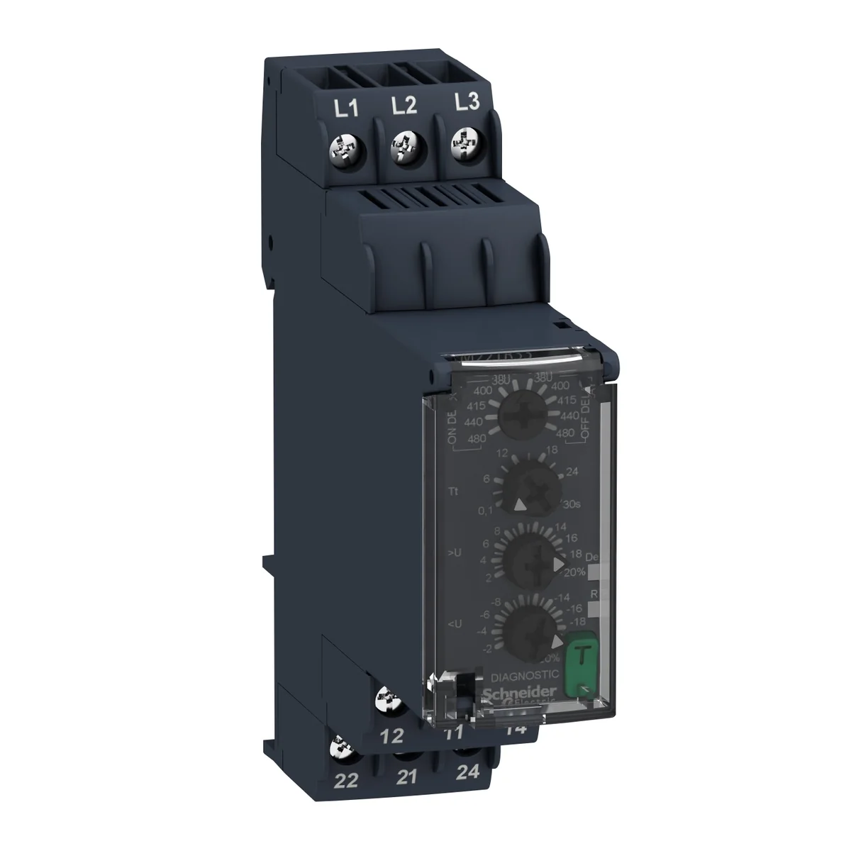 SCHNEIDER Rele De Control , Secuencia De Fases, Perdida Total O Una De Las Fases, Subvoltaje Y Sobrevoltaje, RM22TR33, Schneider RM22TR33