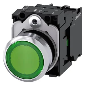 SIEMENS Pulsador Luminoso LED Verde, 1NA, 110 V AC. 3SU1153-0AB40-1BA0 - Siemens 3SU1153-0AB40-1B